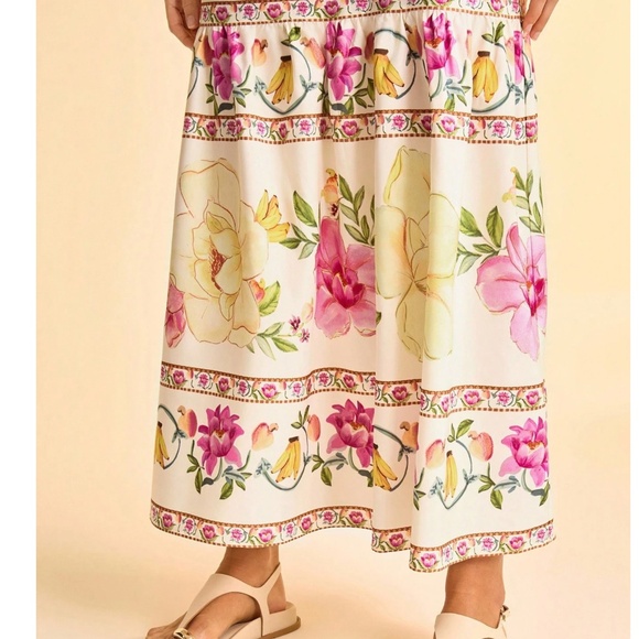 Boho Floral Print High Waisted Cami Maxi Dress - Picture 4 of 5